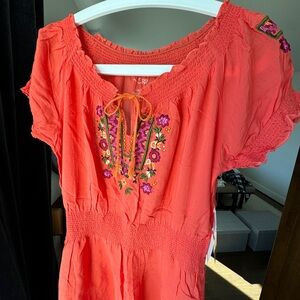 NEW Boho embroidered baby doll shirt